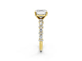 Yellow gold Asscher Cut Diamond Solitaire with Side Stones, Pave Band, Four-Prong Setting_69