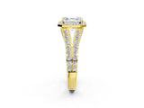 Yellow gold Asscher Cut Diamond Split Shank Halo Ring with Four-Prong Setting_47