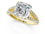 Yellow gold Asscher Cut Diamond Split Shank Pavé Engagement Ring with Four-Prong Setting_25
