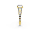 Yellow gold Asscher Cut Diamond Split Shank Pavé Engagement Ring with Four-Prong Setting_26