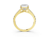Yellow gold Asscher Cut Diamond Split Shank Pavé Engagement Ring with Four-Prong Setting_27