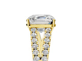 Yellow gold Asscher Cut Diamond Split Shank Pavé Engagement Ring with Four-Prong Setting_29