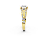Yellow gold Asscher Cut Diamond Split Shank Ring with Pavé Band and Four-Prong Setting_42