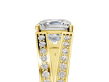 Yellow gold Asscher Cut Diamond Split Shank Ring with Pavé Band and Four-Prong Setting_45