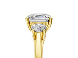 Yellow gold Asscher Cut Diamond Three-Stone Engagement Ring with Prong Setting and Pavé Band_8