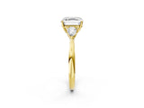Yellow gold Asscher Cut Diamond Three-Stone Ring with Pear Side Stones and Four-Prong Setting_103