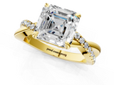 Yellow gold Asscher Cut Diamond Twist Band Solitaire with Prong Setting_24