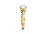 Yellow gold Asscher Cut Diamond Twist Band Solitaire with Prong Setting_25