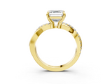 Yellow gold Asscher Cut Diamond Twist Band Solitaire with Prong Setting_26
