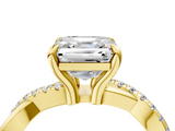 Yellow gold Asscher Cut Diamond Twist Band Solitaire with Prong Setting_27