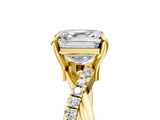 Yellow gold Asscher Cut Diamond Twist Band Solitaire with Prong Setting_28