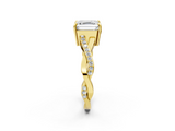 Yellow gold Asscher Cut Diamond Twisted Band Engagement Ring with Prong Setting_5
