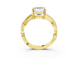 Yellow gold Asscher Cut Diamond Twisted Band Engagement Ring with Prong Setting_6