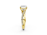 Yellow gold Asscher Cut Diamond Twisted Band with Pavé Setting and Four-Prong Setting_25