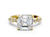 Yellow gold Asscher Cut Diamond Vine Band with Four-Prong Setting_6