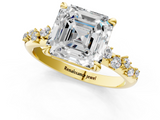 Yellow gold Asscher Cut Diamond Vine Band with Four-Prong Setting_7