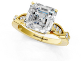 Yellow gold Asscher Cut Diamond with Milgrain Marquise and Bezel Accents on a Solitaire Band with Prong Setting_24