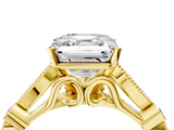 Yellow gold Asscher Cut Diamond with Milgrain Marquise and Bezel Accents on a Solitaire Band with Prong Setting_27