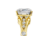 Yellow gold Asscher Cut Diamond with Milgrain Marquise and Bezel Accents on a Solitaire Band with Prong Setting_28
