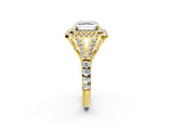 Yellow gold Asscher Cut Double Halo Split Shank Diamond Ring with Prong Setting_55