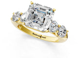 Yellow gold Asscher Cut Five-Stone Prong Set Diamond Ring with Classic Band_36