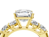 Yellow gold Asscher Cut Five-Stone Prong Set Diamond Ring with Classic Band_39