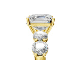 Yellow gold Asscher Cut Five-Stone Prong Set Diamond Ring with Classic Band_40
