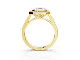 Yellow gold Asscher Cut Halo Bezel Diamond Pave Band Ring_12