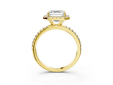 Yellow gold Asscher Cut Halo Diamond Engagement Ring with Pave Band and Four-Prong Setting_9