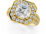 Yellow gold Asscher Cut Halo Diamond Engagement Ring with Pave Split Shank and Four-Prong Setting_16