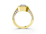 Yellow gold Asscher Cut Halo Diamond Engagement Ring with Split Shank Band and Four-Prong Setting_6