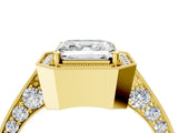 Yellow gold Asscher Cut Halo Diamond Engagement Ring with Split Shank Band and Four-Prong Setting_7
