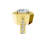Yellow gold Asscher Cut Halo Diamond Engagement Ring with Split Shank Band and Four-Prong Setting_8