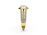 Yellow gold Asscher Cut Halo Diamond Engagement Ring with Split Shank and Four-Prong Setting_42