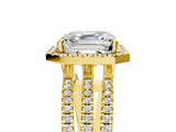 Yellow gold Asscher Cut Halo Diamond Engagement Ring with Split Shank and Four-Prong Setting_45