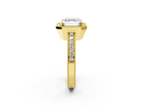 Yellow gold Asscher Cut Halo Diamond Pave Band Ring with Four-Prong Setting_8
