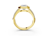 Yellow gold Asscher Cut Halo Diamond Pave Band with Four-Prong Setting_26