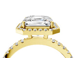 Yellow gold Asscher Cut Halo Diamond Pave Band with Prong Setting_12