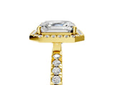 Yellow gold Asscher Cut Halo Diamond Pave Band with Prong Setting_13