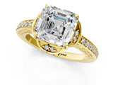Yellow gold Asscher Cut Halo Diamond Ring with Channel Set Band and Four-Prong Setting_53