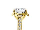 Yellow gold Asscher Cut Halo Diamond Ring with Channel Set Band and Four-Prong Setting_57