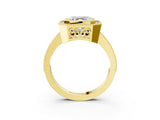 Yellow gold Asscher Cut Halo Diamond Ring with Pavé Band and Milgrain Prong Setting_52