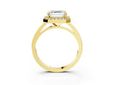 Yellow gold Asscher Cut Halo Diamond Ring with Solitaire Band and Prong Setting_16