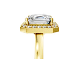 Yellow gold Asscher Cut Halo Diamond Ring with Solitaire Band and Prong Setting_18