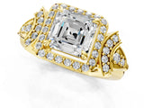 Yellow gold Asscher Cut Halo Diamond Split Shank Engagement Ring with Four-Prong Setting_14