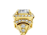 Yellow gold Asscher Cut Halo Diamond Split Shank Engagement Ring with Four-Prong Setting_18