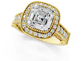Yellow gold Asscher Cut Halo Diamond Split Shank Pave Ring_14