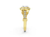 Yellow gold Asscher Cut Halo Diamond Split Shank Pave Ring_15