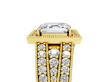Yellow gold Asscher Cut Halo Diamond Split Shank Ring with Prong Setting_8