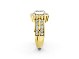 Yellow gold Asscher Cut Halo Diamond Split Shank Ring with Scalloped Prong Setting_5